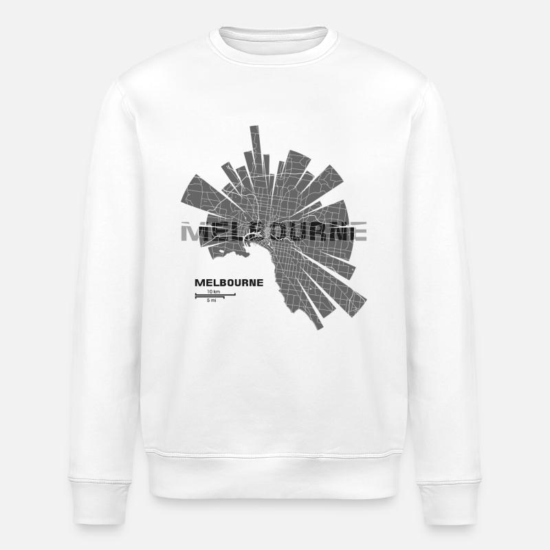 Melbourne Map - Stanley/Stella ROLLER Unisex Organic Sweatshirt - white