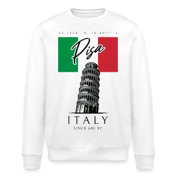 Pisa Schiefer Turm Italien Flagge Reise Souvenir - Stanley/Stella Unisex Bio-Sweatshirt ROLLER - Weiß - Vorne - Nik (191cm)