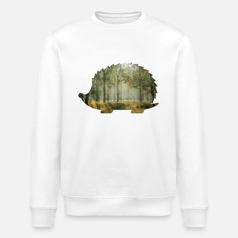 wald 9 igel mit wald - Stanley/Stella Unisex Bio-Sweatshirt ROLLER - Weiß