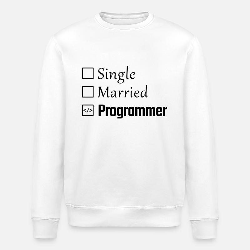 Single, Married, Programmer - Stanley/Stella ROLLER Unisex Organic Sweatshirt - white