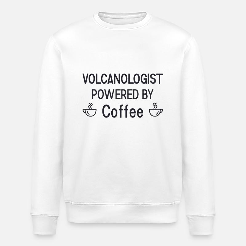 Volcanologue propulsé par Coffee Volcanology - Sweat bio ROLLER Stanley/Stella Unisexe - blanc