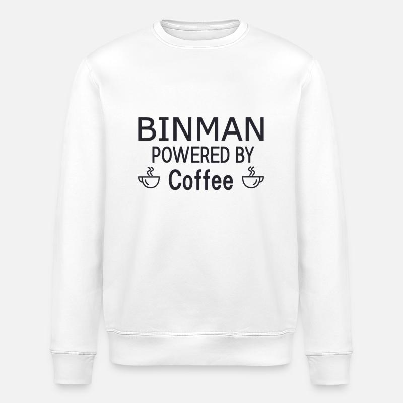 Binman Powered By Coffee - Stanley/Stella ROLLER Unisex Organic Sweatshirt - white