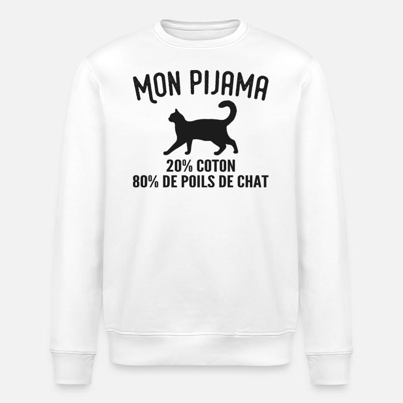 Humorvoller Katzenhaar-Pyjama - Stanley/Stella Unisex Bio-Sweatshirt ROLLER - Weiß