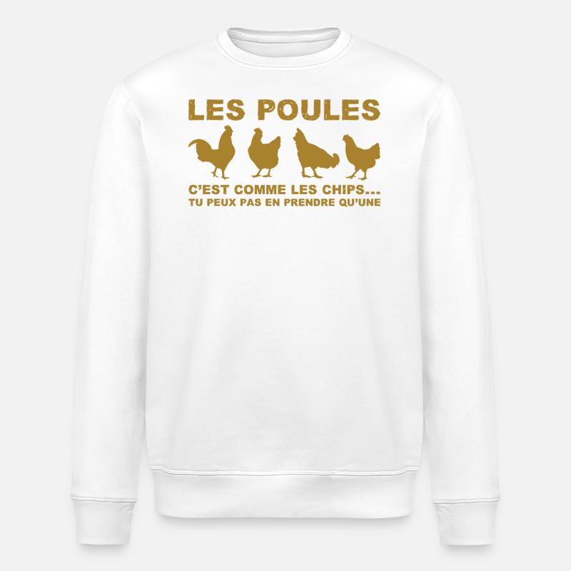 chickens are like chips - Stanley/Stella ROLLER Unisex Organic Sweatshirt - white