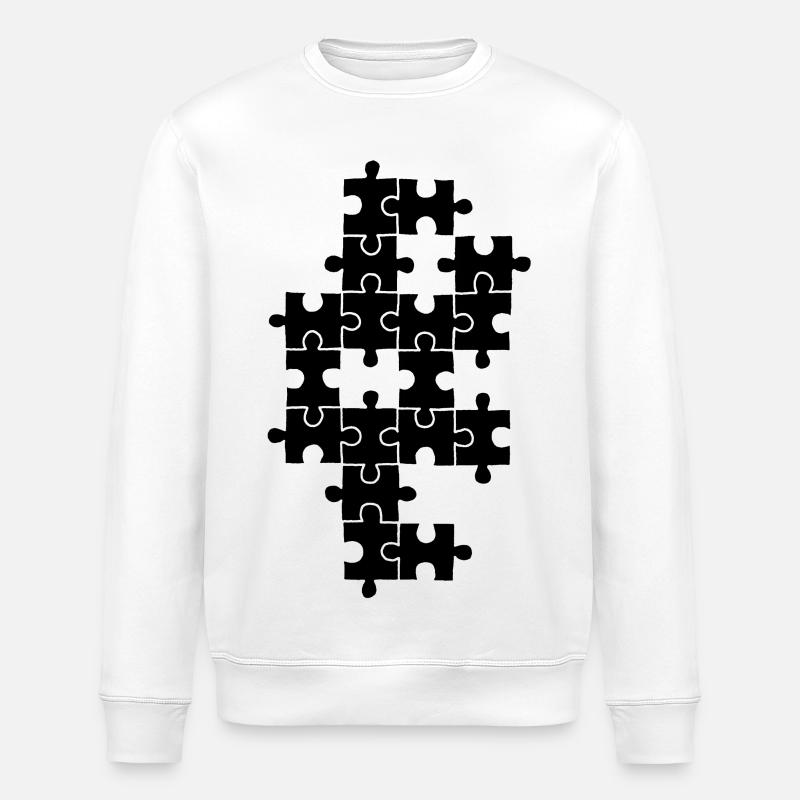 Schwarzes Puzzle - Stanley/Stella Unisex Bio-Sweatshirt ROLLER - Weiß