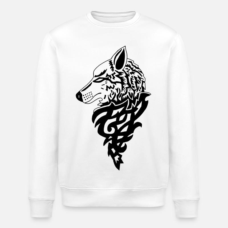 Black Wolf Forest Genius - Stanley/Stella ROLLER Unisex Organic Sweatshirt - white