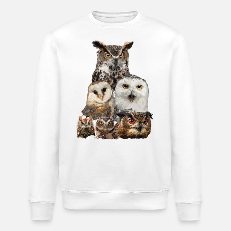 Eulen - Stanley/Stella Unisex Bio-Sweatshirt ROLLER - Weiß