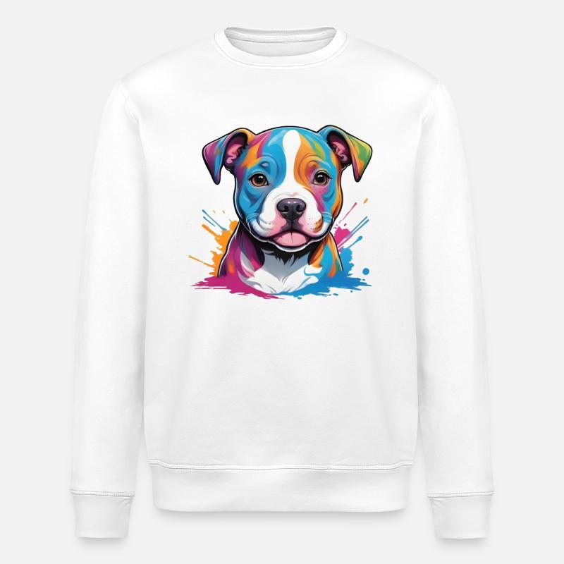 süßer Boxer Welpe im Farbklecks - Stanley/Stella Unisex Bio-Sweatshirt ROLLER - Weiß