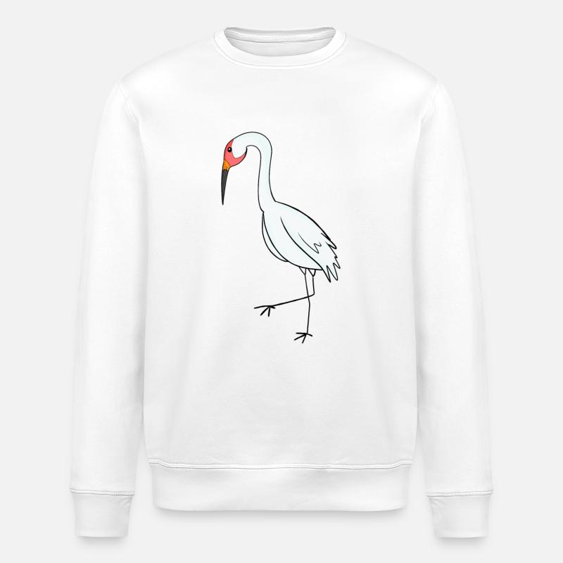 Migratory Birds Crane Bird - Stanley/Stella ROLLER Unisex Organic Sweatshirt - white