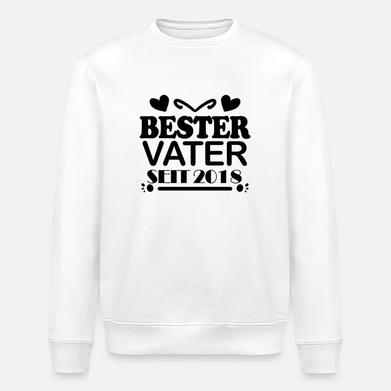 Bester Vater seit 2018 - Stanley/Stella Unisex Bio-Sweatshirt ROLLER - Weiß
