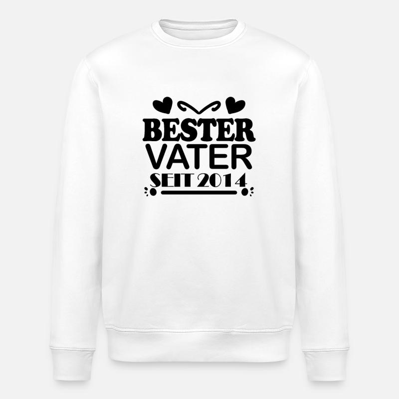 Bester Vater seit 2014 - Stanley/Stella Unisex Bio-Sweatshirt ROLLER - Weiß