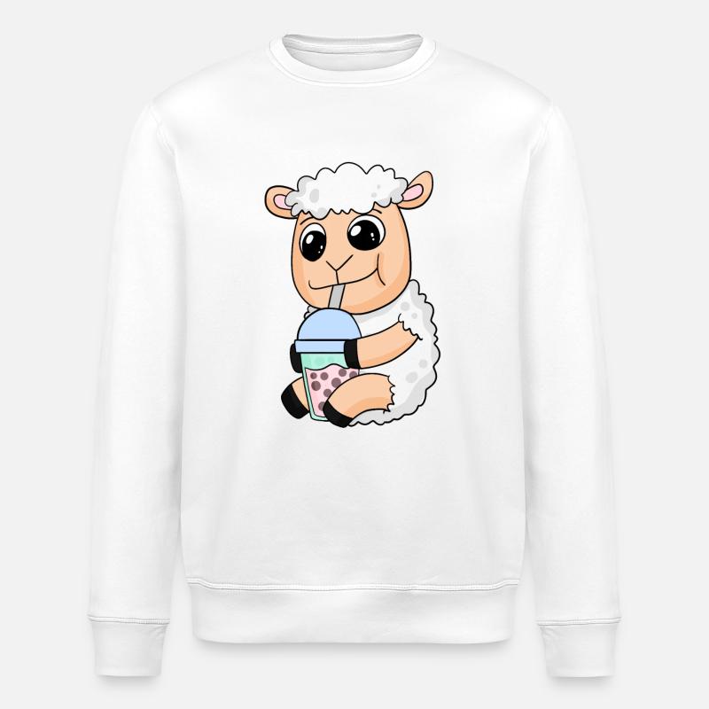 Sheep bubble tea motif - Stanley/Stella ROLLER Unisex Organic Sweatshirt - white
