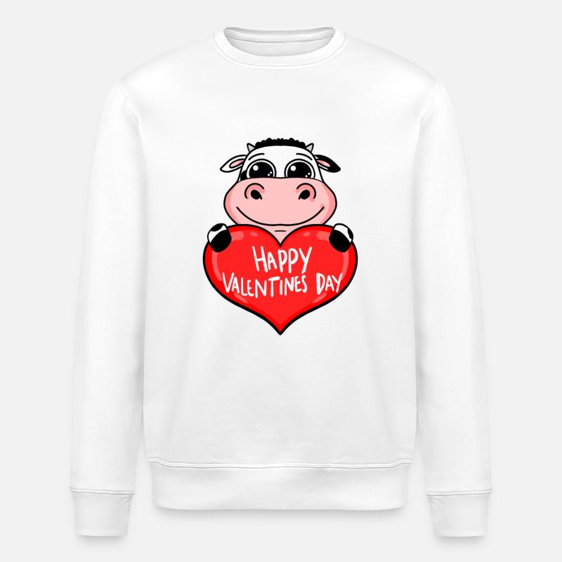 Vache cœur de la Saint-Valentin - Sweat bio ROLLER Stanley/Stella Unisexe - blanc