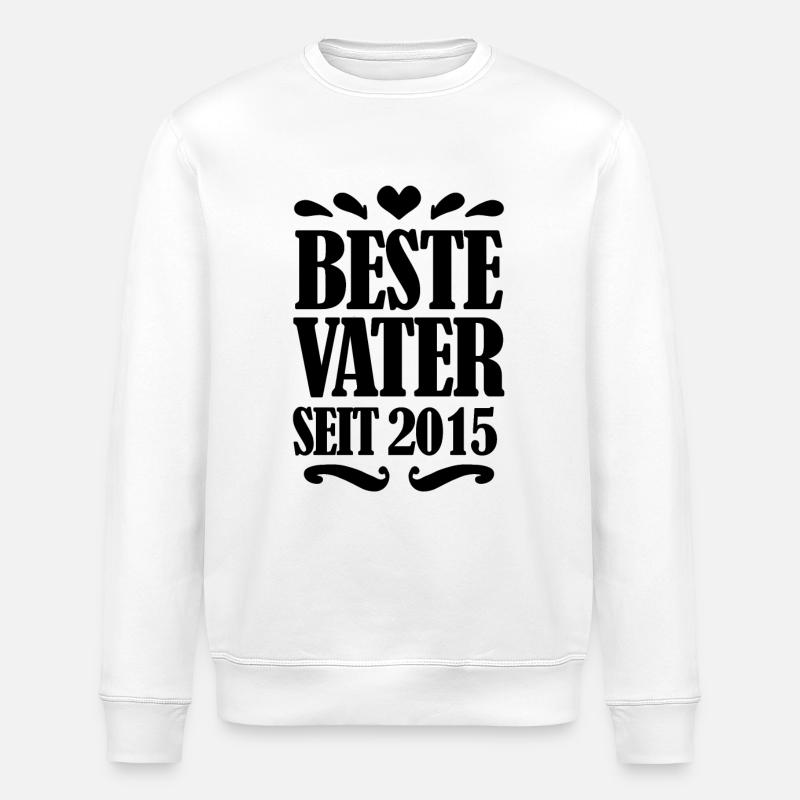 Bester Vater seit 2015 - Stanley/Stella Unisex Bio-Sweatshirt ROLLER - Weiß