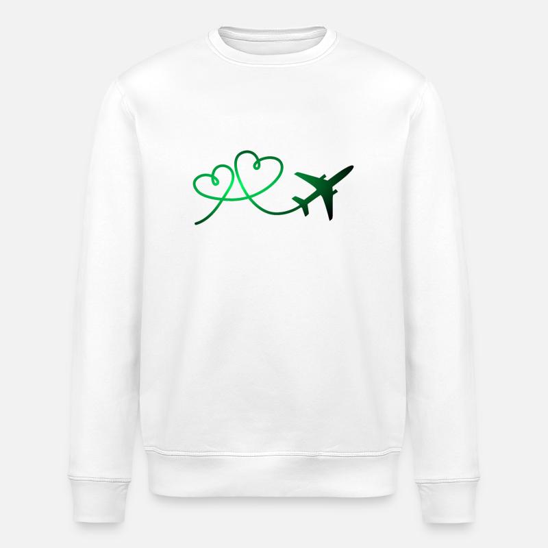 Flugzeug Flieger mit Herz - Stanley/Stella Unisex Bio-Sweatshirt ROLLER - Weiß
