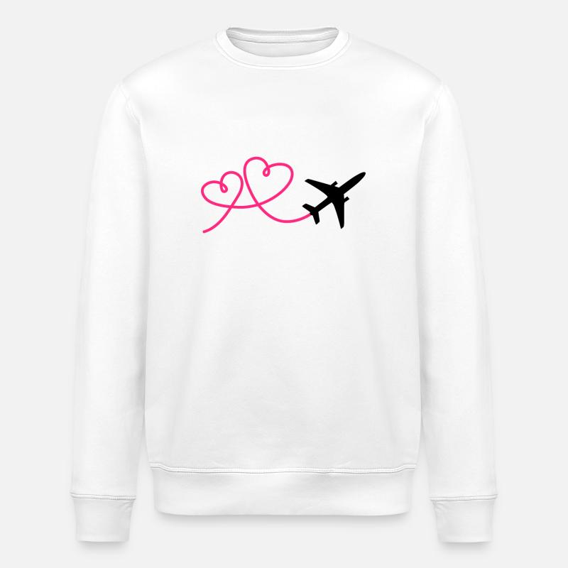 Flugzeug Flieger mit Herz - Stanley/Stella Unisex Bio-Sweatshirt ROLLER - Weiß