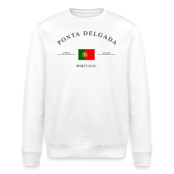 Ponta Delgada Açores – Souvenir et cadeau de Noël - Sweat bio ROLLER Stanley/Stella Unisexe - blanc - Devant - Nik (191cm)