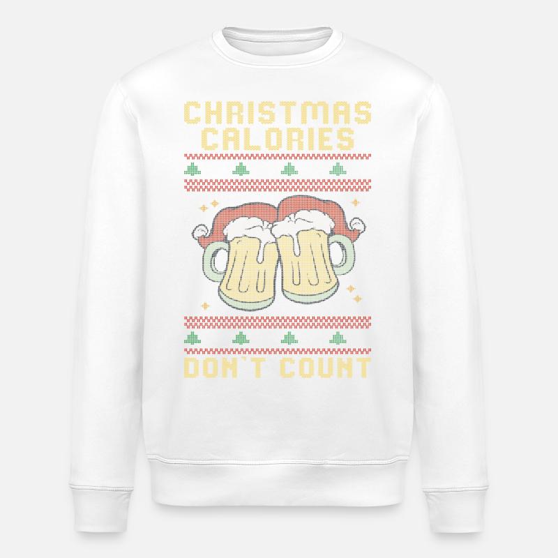 Les calories de Noël ne comptent pas la bière de Noël - Sweat bio ROLLER Stanley/Stella Unisexe - blanc