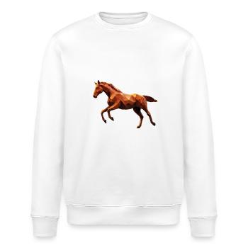 Braunes Pferd Low Poly Logo Design Fuchs - Stanley/Stella Unisex Bio-Sweatshirt ROLLER - Weiß - Vorne - Nik (191cm)