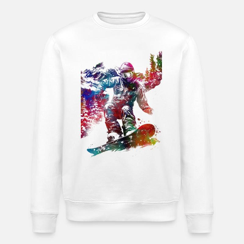 Snowboard sport art #snowboard - Sweat bio ROLLER Stanley/Stella Unisexe - blanc