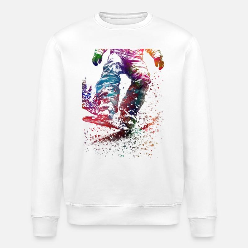 Snowboard sport art #snowboard - Sweat bio ROLLER Stanley/Stella Unisexe - blanc