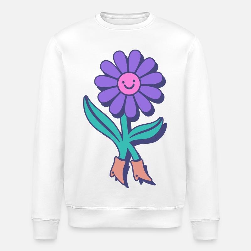 Happy Flower Cartoon - Stanley/Stella Unisex Bio-Sweatshirt ROLLER - Weiß