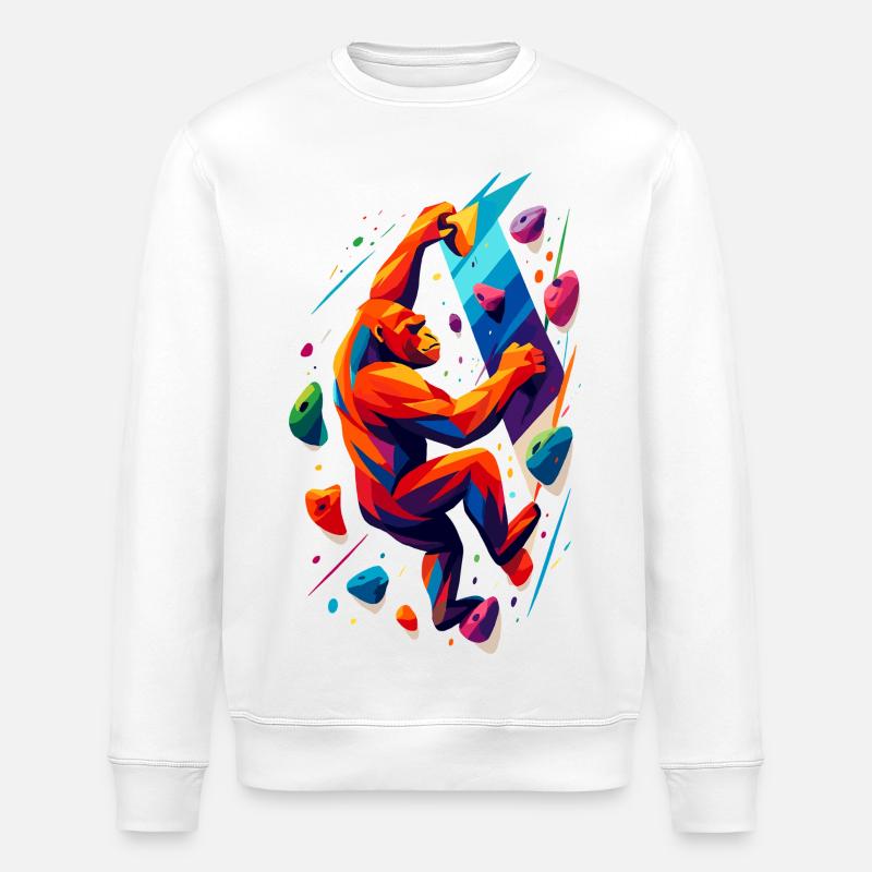 Bouldern Kletterkraft Gorilla Klettern Geschenk - Stanley/Stella Unisex Bio-Sweatshirt ROLLER - Weiß