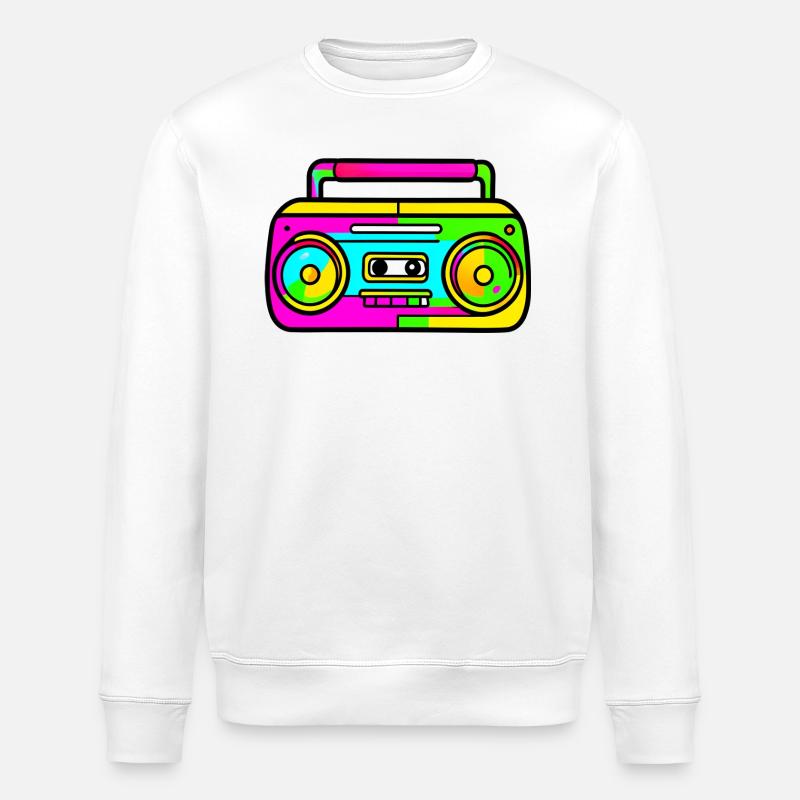Neon Boombox Retro Pop Art - Stanley/Stella Unisex Bio-Sweatshirt ROLLER - Weiß
