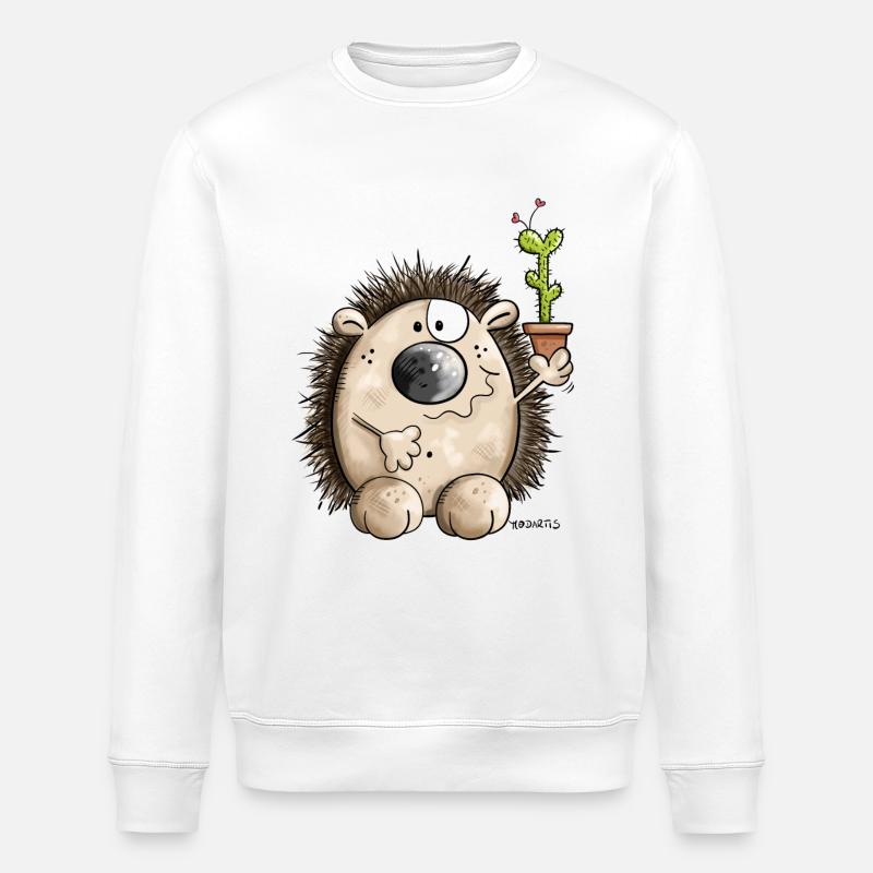 Igel mit Kaktus - Stanley/Stella Unisex Bio-Sweatshirt ROLLER - Weiß