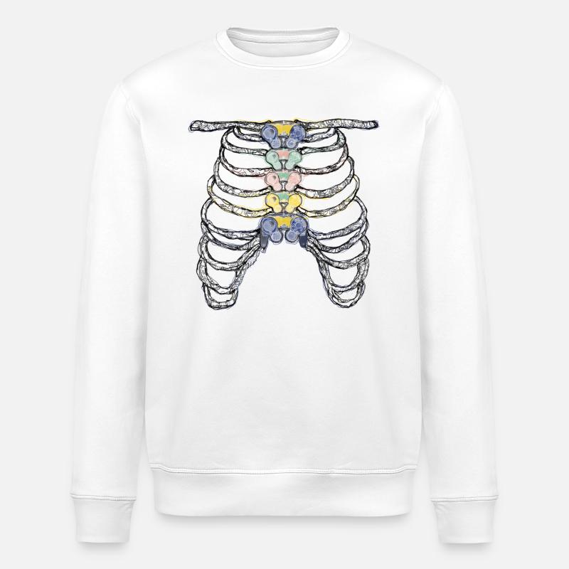 Skeleton Halloween Gaming - Stanley/Stella ROLLER Unisex Organic Sweatshirt - white