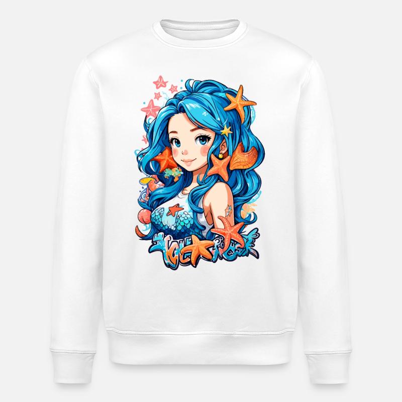 Blue Hair Mermaid - Stanley/Stella Unisex Bio-Sweatshirt ROLLER - Weiß