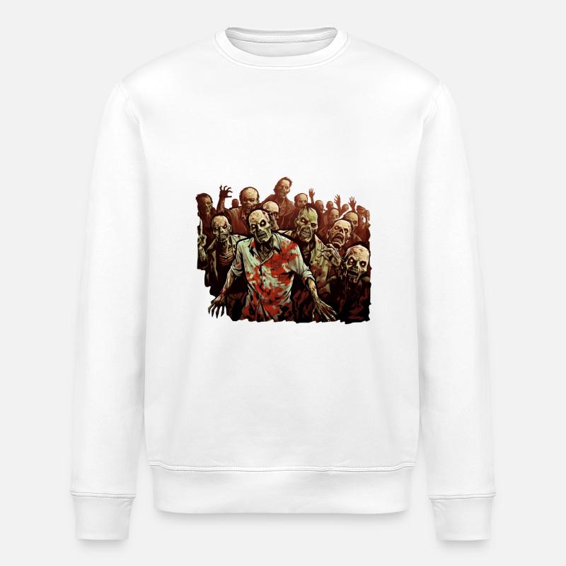 Halloween-Zombiegruppe - Stanley/Stella Unisex Bio-Sweatshirt ROLLER - Weiß