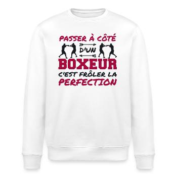 Perfection Boxeur Humour Boxe Homme - Sweat bio ROLLER Stanley/Stella Unisexe - blanc - Devant - Nik (191cm)
