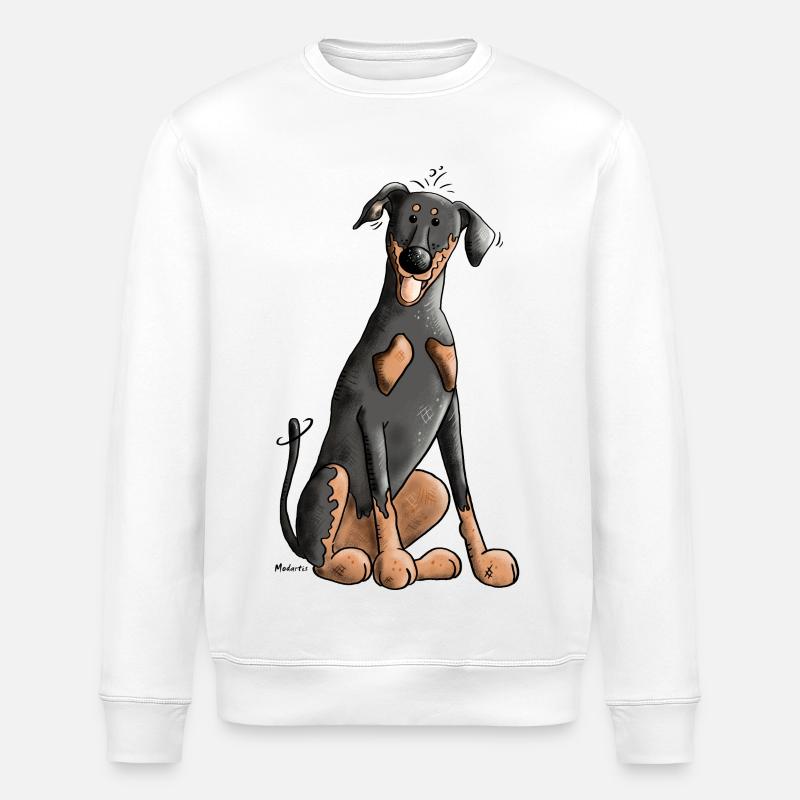 Drolliger Dobermann - Stanley/Stella Unisex Bio-Sweatshirt ROLLER - Weiß