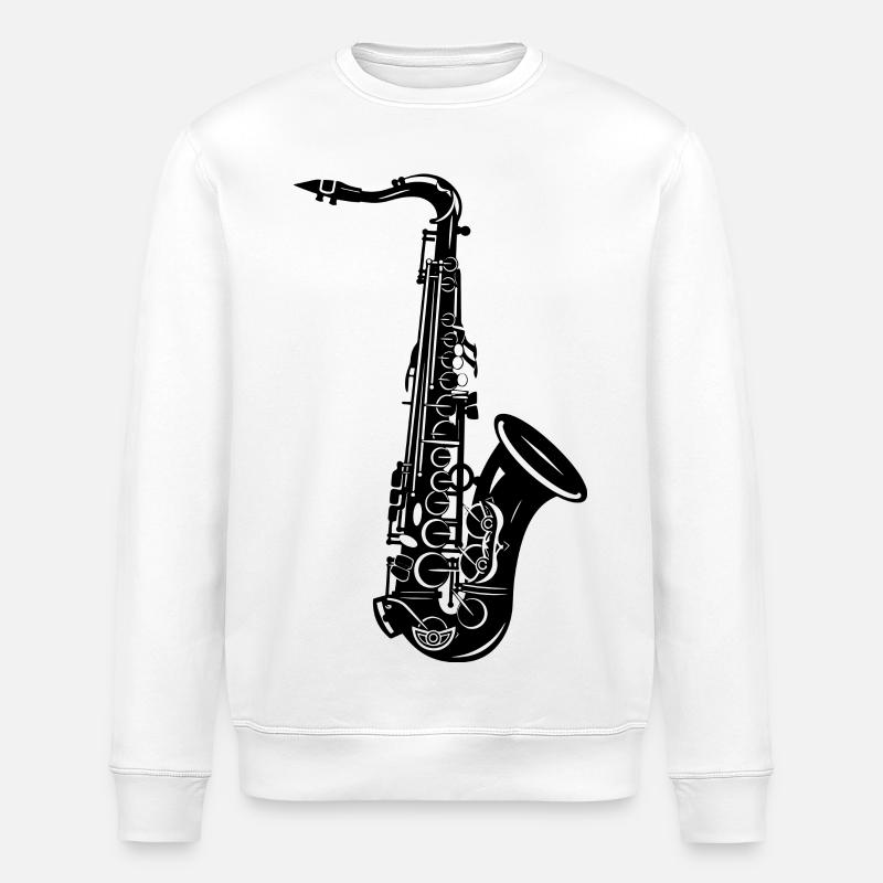 Saxophon Zeichnung - Stanley/Stella Unisex Bio-Sweatshirt ROLLER - Weiß