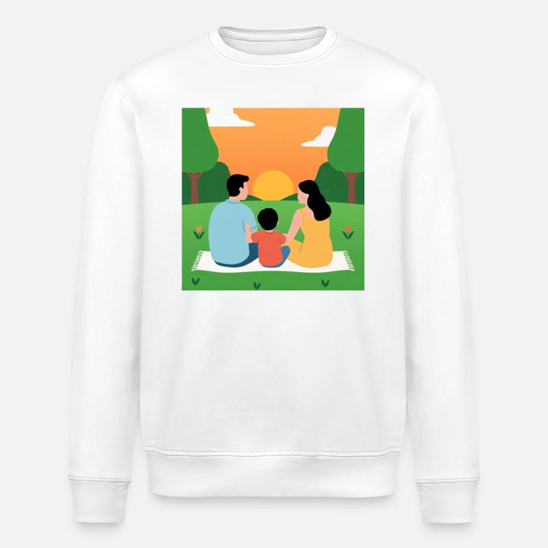 Coucher de soleil avec la famille - Sweat bio ROLLER Stanley/Stella Unisexe - blanc