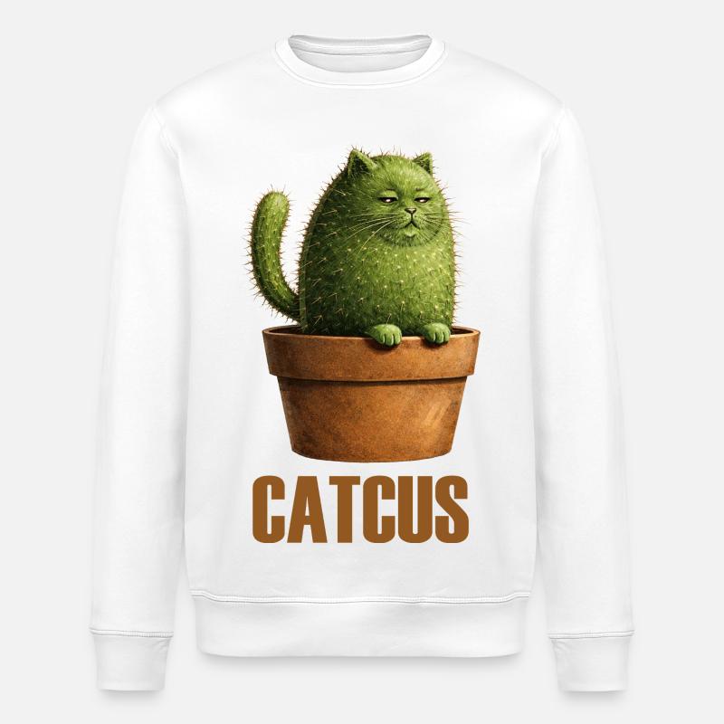 Catcus – Prickly Cat Cactus Love - Stanley/Stella ROLLER Unisex Organic Sweatshirt - white