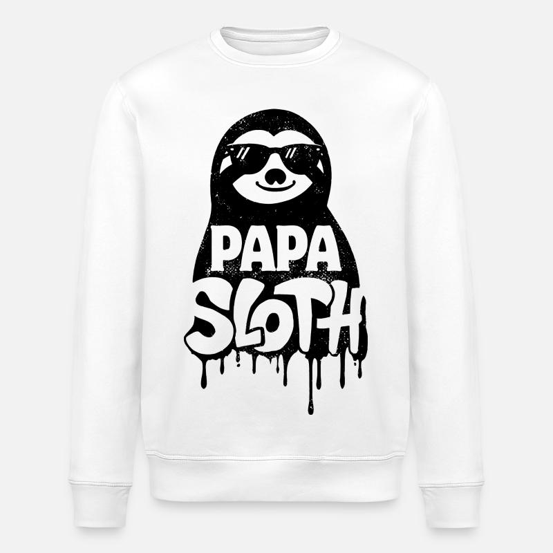 Papa Sloth - Cool Sloth Father's Day - Stanley/Stella ROLLER Unisex Organic Sweatshirt - white