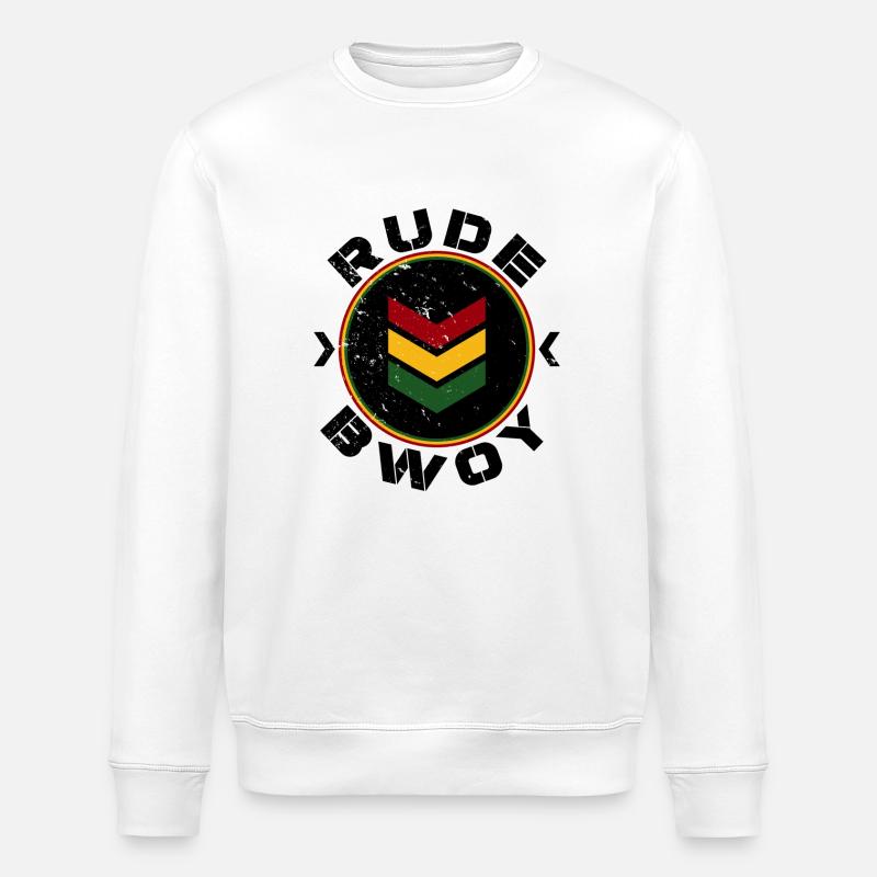 Rude Bwoy black distressed - Stanley/Stella Unisex Bio-Sweatshirt ROLLER - Weiß