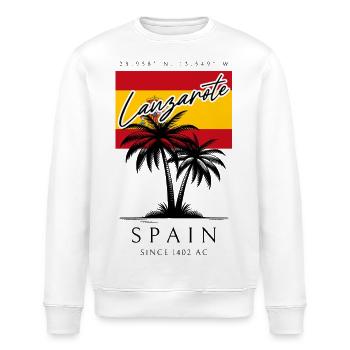 Lanzarote Palmen Flagge Reise Souvenir - Stanley/Stella Unisex Bio-Sweatshirt ROLLER - Weiß - Vorne - Nik (191cm)