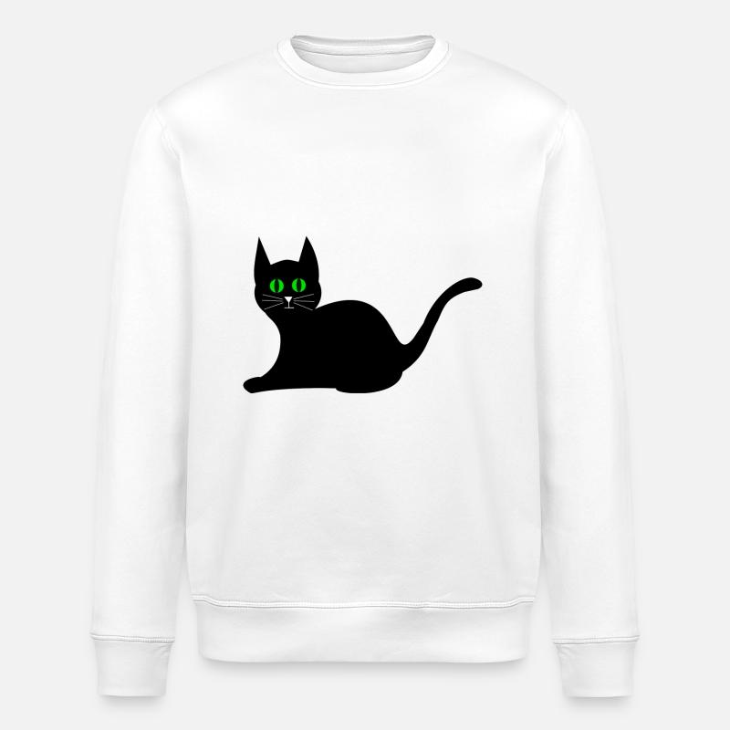 schwarze Katze - Stanley/Stella Unisex Bio-Sweatshirt ROLLER - Weiß