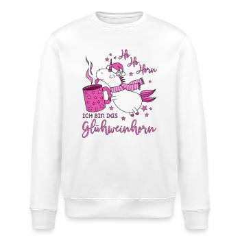 Einhorn Glühweinhorn Ho Ho Horn Spruch Weihnachten - Stanley/Stella Unisex Bio-Sweatshirt ROLLER - Weiß - Vorne - Nik (191cm)