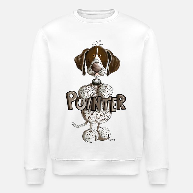 Happy German Shorthaired Pointer - Stanley/Stella ROLLER Unisex Organic Sweatshirt - white