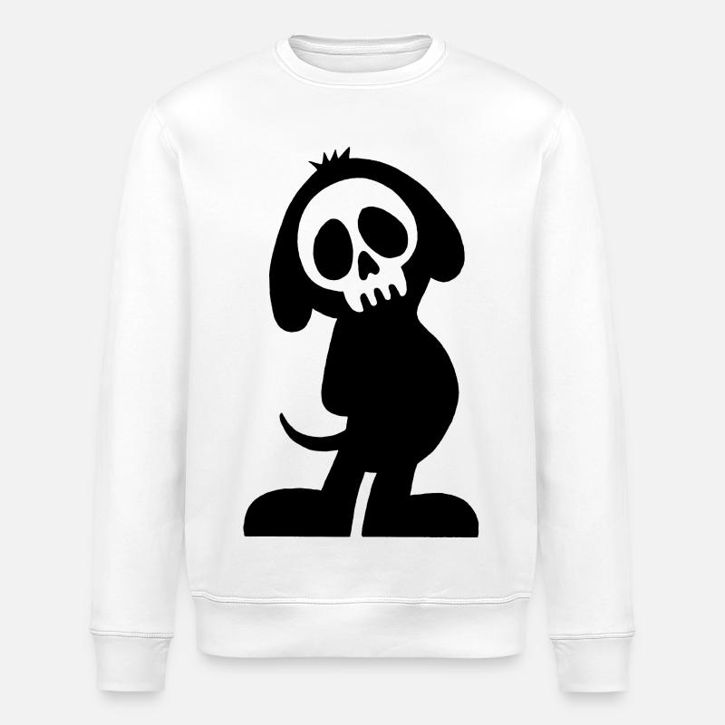 Crâne et silhouette de chien noir - Sweat bio ROLLER Stanley/Stella Unisexe - blanc