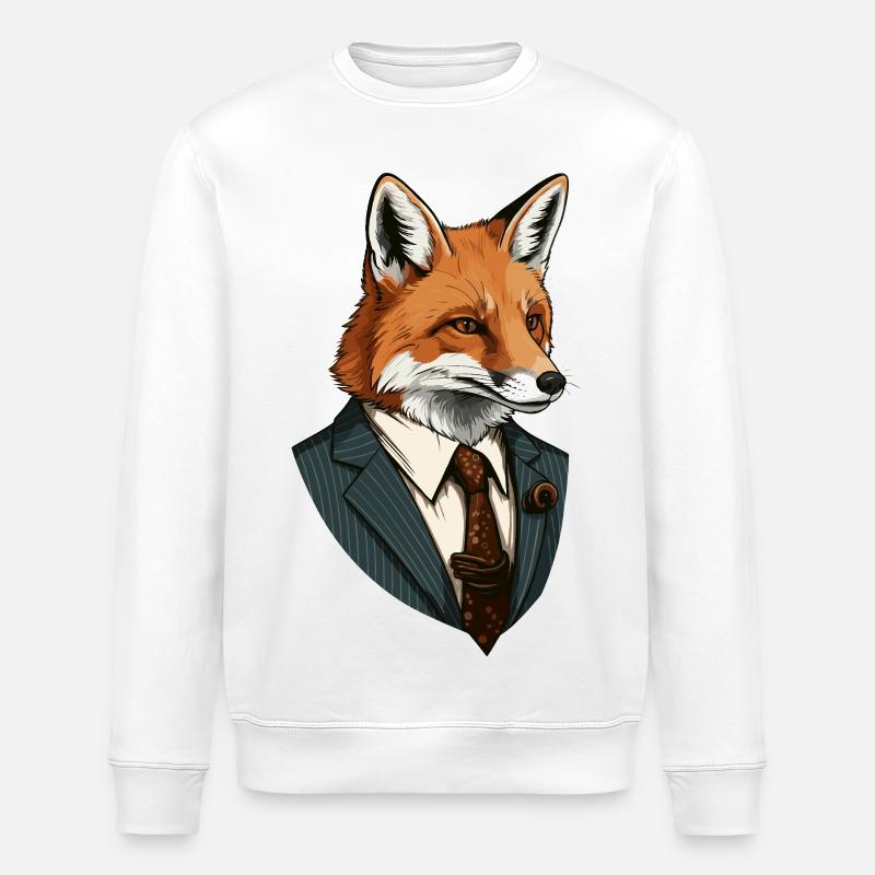 Fox in a suit - Stanley/Stella ROLLER Unisex Organic Sweatshirt - white