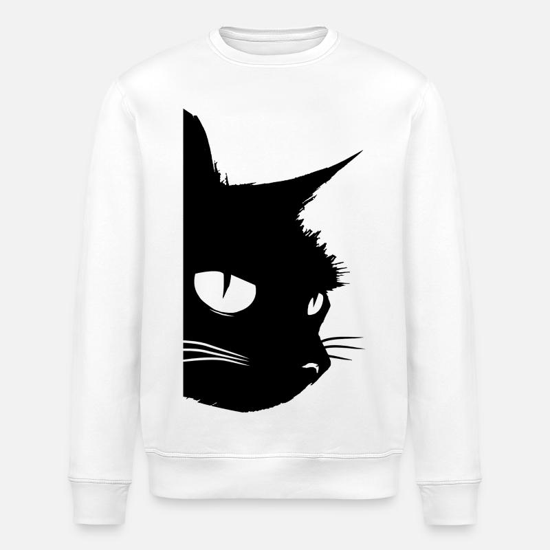 Schwarze Katze Kater  - Stanley/Stella Unisex Bio-Sweatshirt ROLLER - Weiß