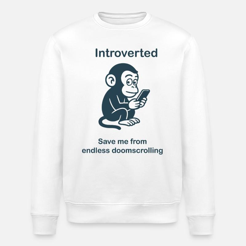 Introvertierter – Endloses Doomscrolling - Stanley/Stella Unisex Bio-Sweatshirt ROLLER - Weiß