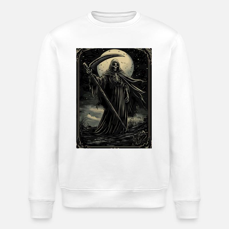 Halloween Grim Reaper Gothic Goth - Stanley/Stella ROLLER Unisex Organic Sweatshirt - white