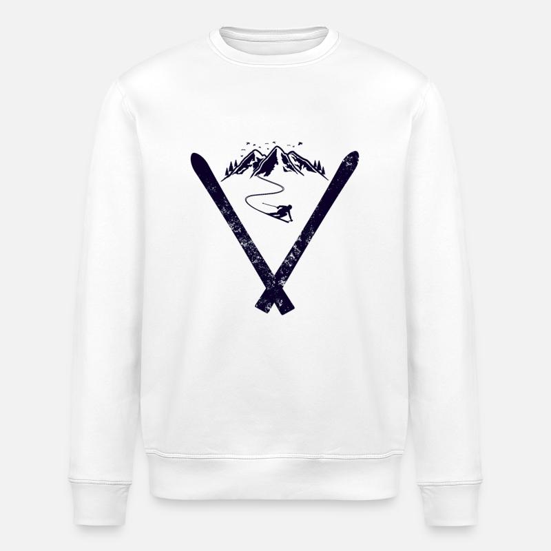 Skifahrer Berge - Stanley/Stella Unisex Bio-Sweatshirt ROLLER - Weiß