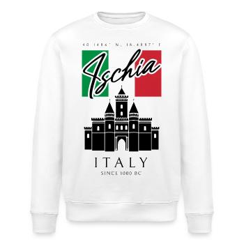 Ischia Italie Château Drapeau Souvenir de voyage - Sweat bio ROLLER Stanley/Stella Unisexe - blanc - Devant - Nik (191cm)